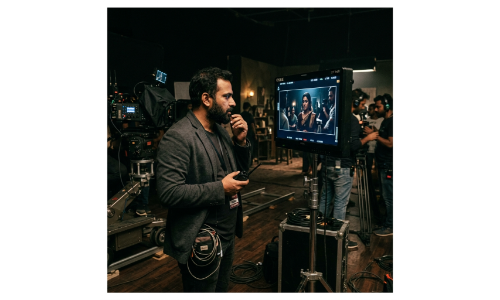 Camera operator in a narrow production lane