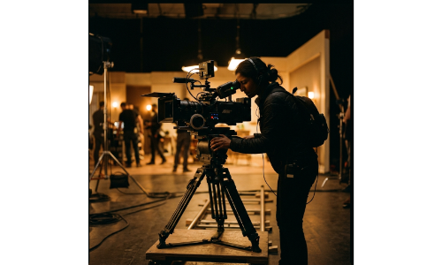 Female camera operator on set