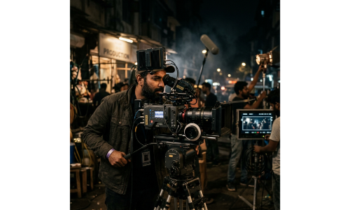 Production team working on set